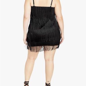 City Chic Plus Size Black Fringe Dress